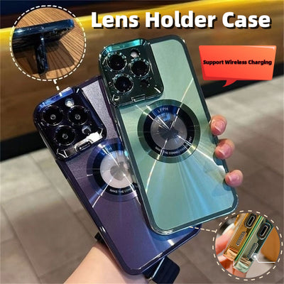 Magnetic Phone Case for iPhone 12-16 Pro Max | MagSafe-Compatible with Camera Lens Stand
